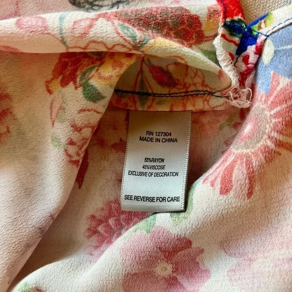 John Mark Floral Embroidered Top in Red and Blue - Picture 5 of 5